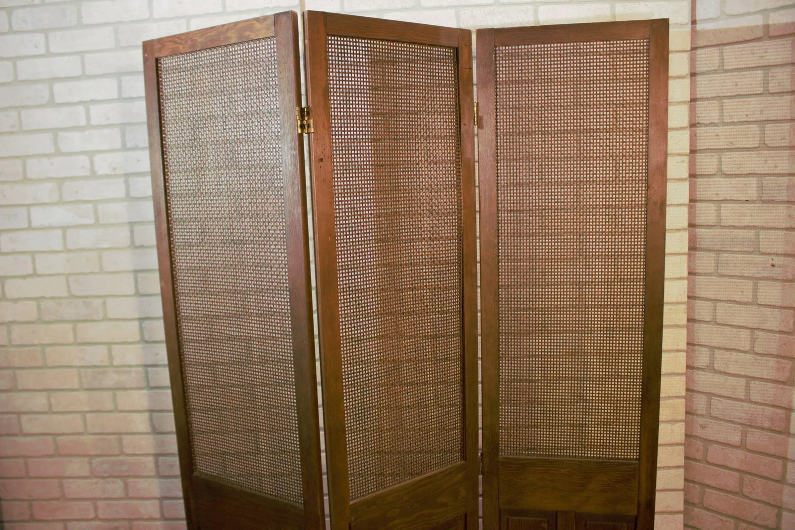 Mid Century Modern Wood and Rattan Room Divider Separator - 8