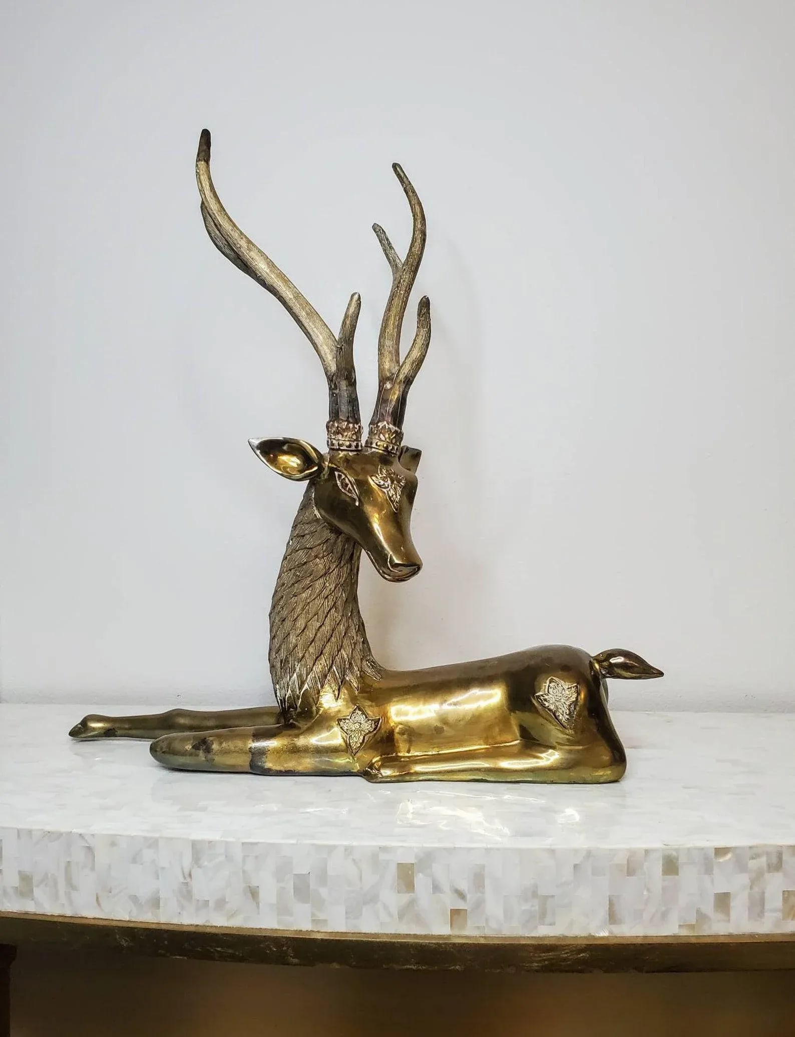 Huge 1960s/1970s Sarreid Hollywood Regency Brass Stag Deer Statue - 10