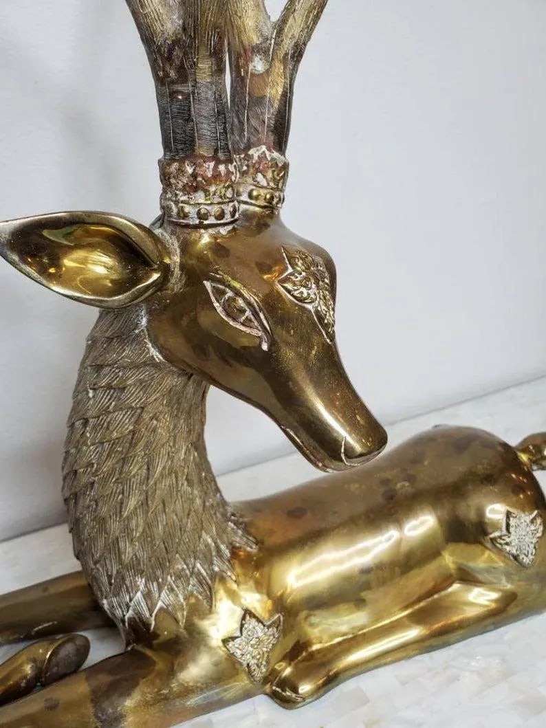 Huge 1960s/1970s Sarreid Hollywood Regency Brass Stag Deer Statue - 2