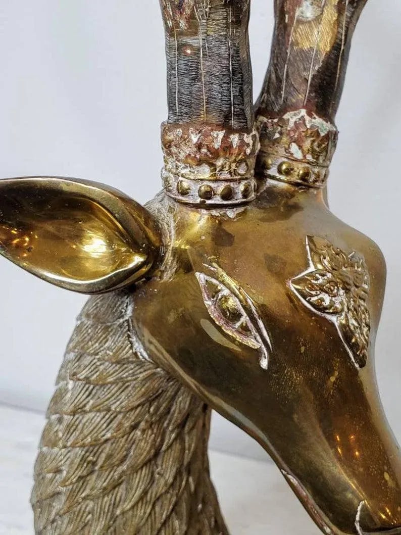 Huge 1960s/1970s Sarreid Hollywood Regency Brass Stag Deer Statue - 3