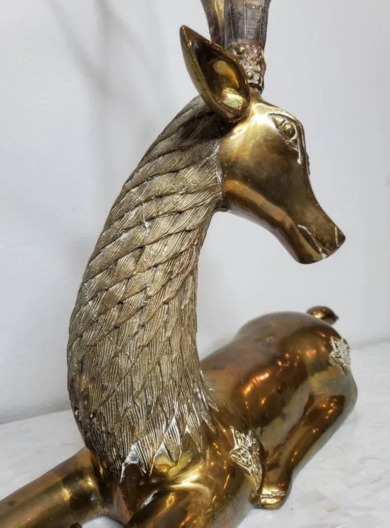 Huge 1960s/1970s Sarreid Hollywood Regency Brass Stag Deer Statue - 4