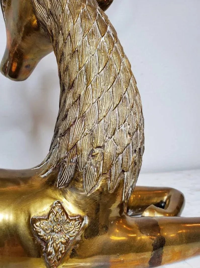 Huge 1960s/1970s Sarreid Hollywood Regency Brass Stag Deer Statue - 5
