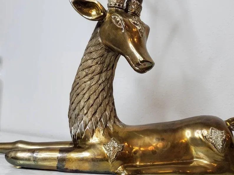 Huge 1960s/1970s Sarreid Hollywood Regency Brass Stag Deer Statue - 6