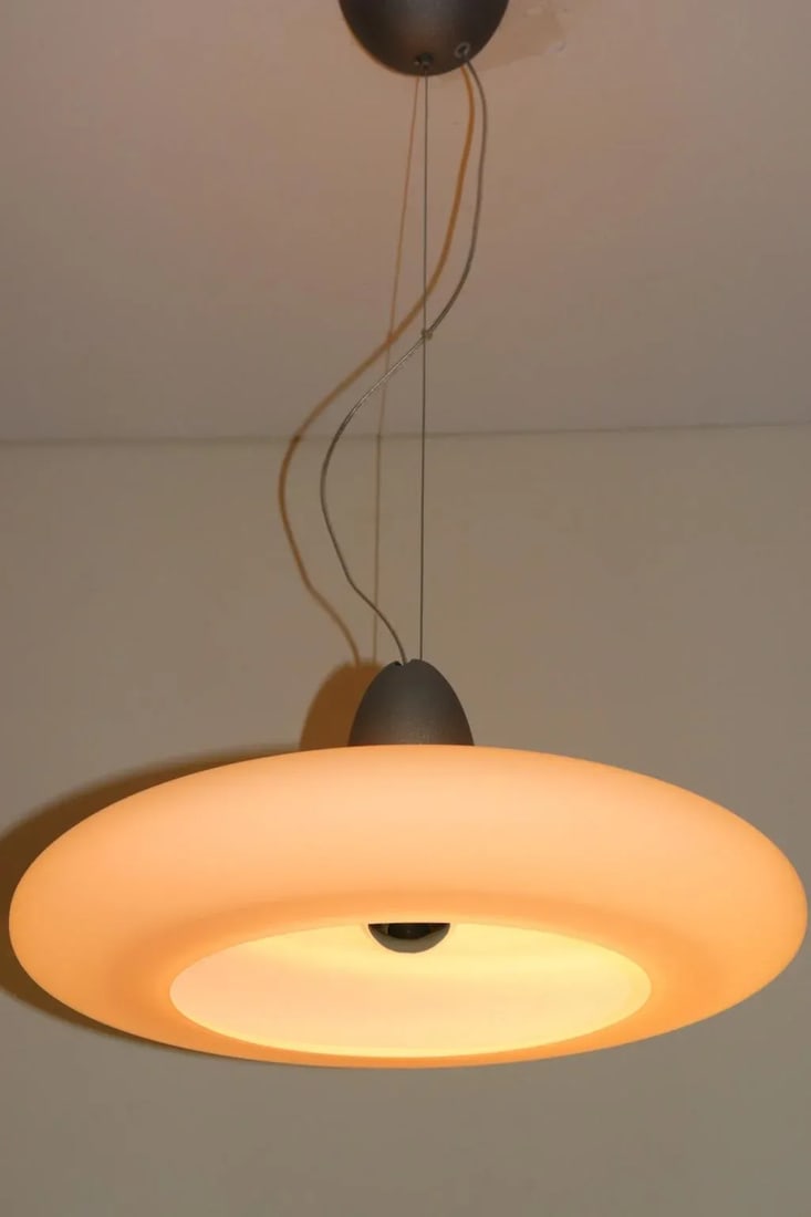 Atollo 1990s Modern Itre Murano Rose Glass Pendant Lamp - 3