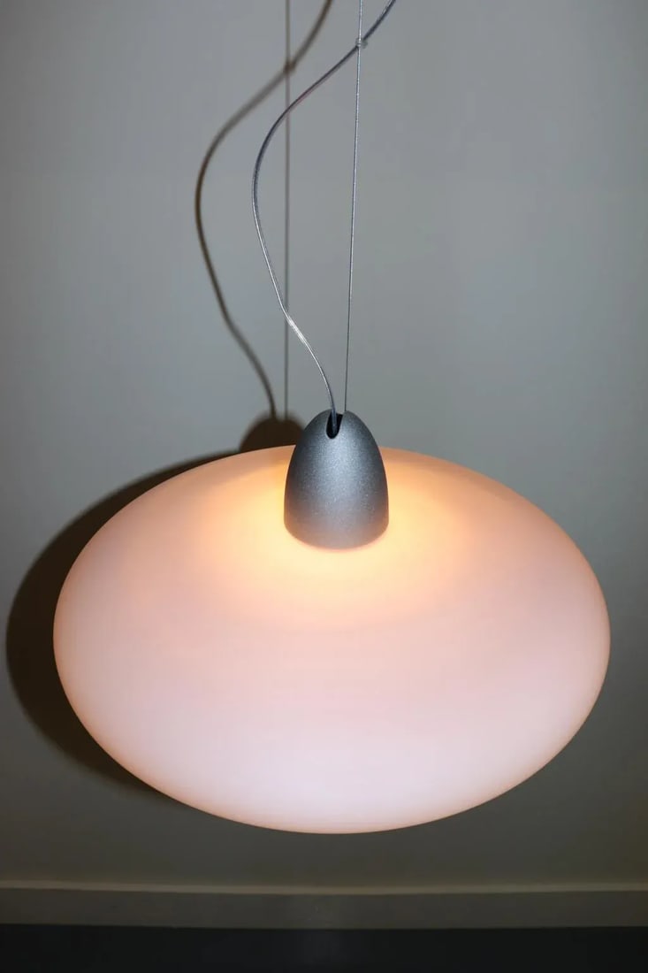 Atollo 1990s Modern Itre Murano Rose Glass Pendant Lamp - 5