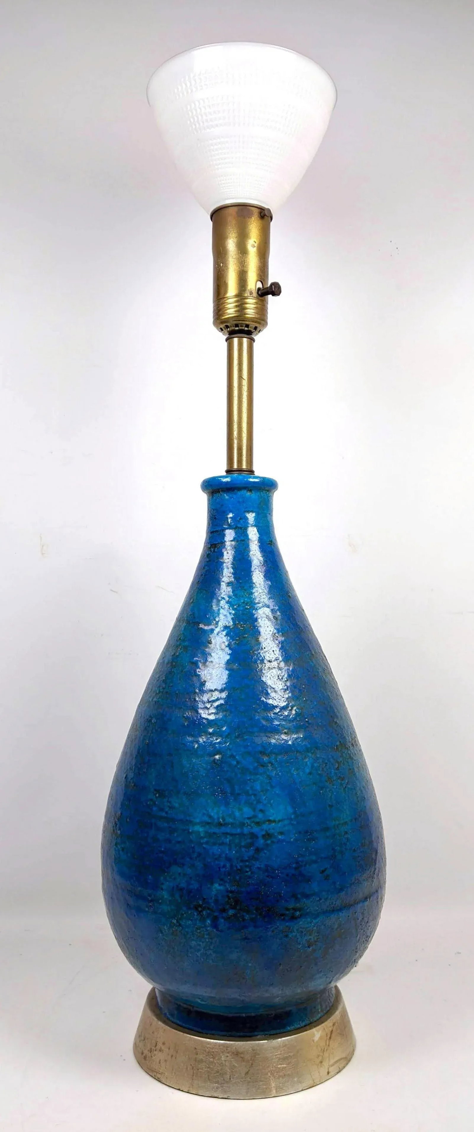 Mid 20th Century Glazed Pottery Monumental Table Lamp After Bitossi - 11
