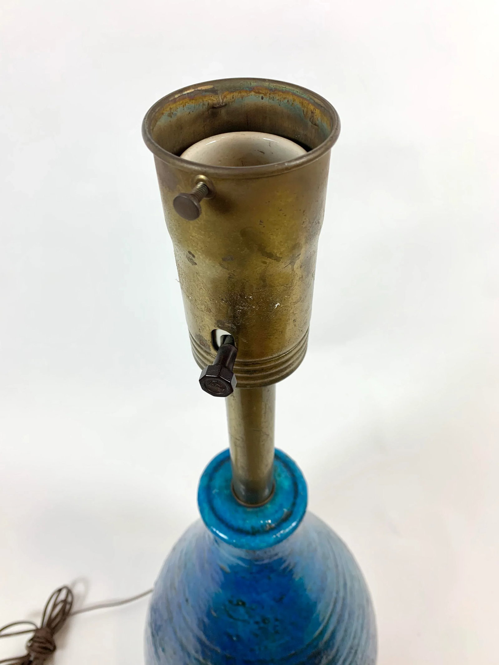 Mid 20th Century Glazed Pottery Monumental Table Lamp After Bitossi - 9