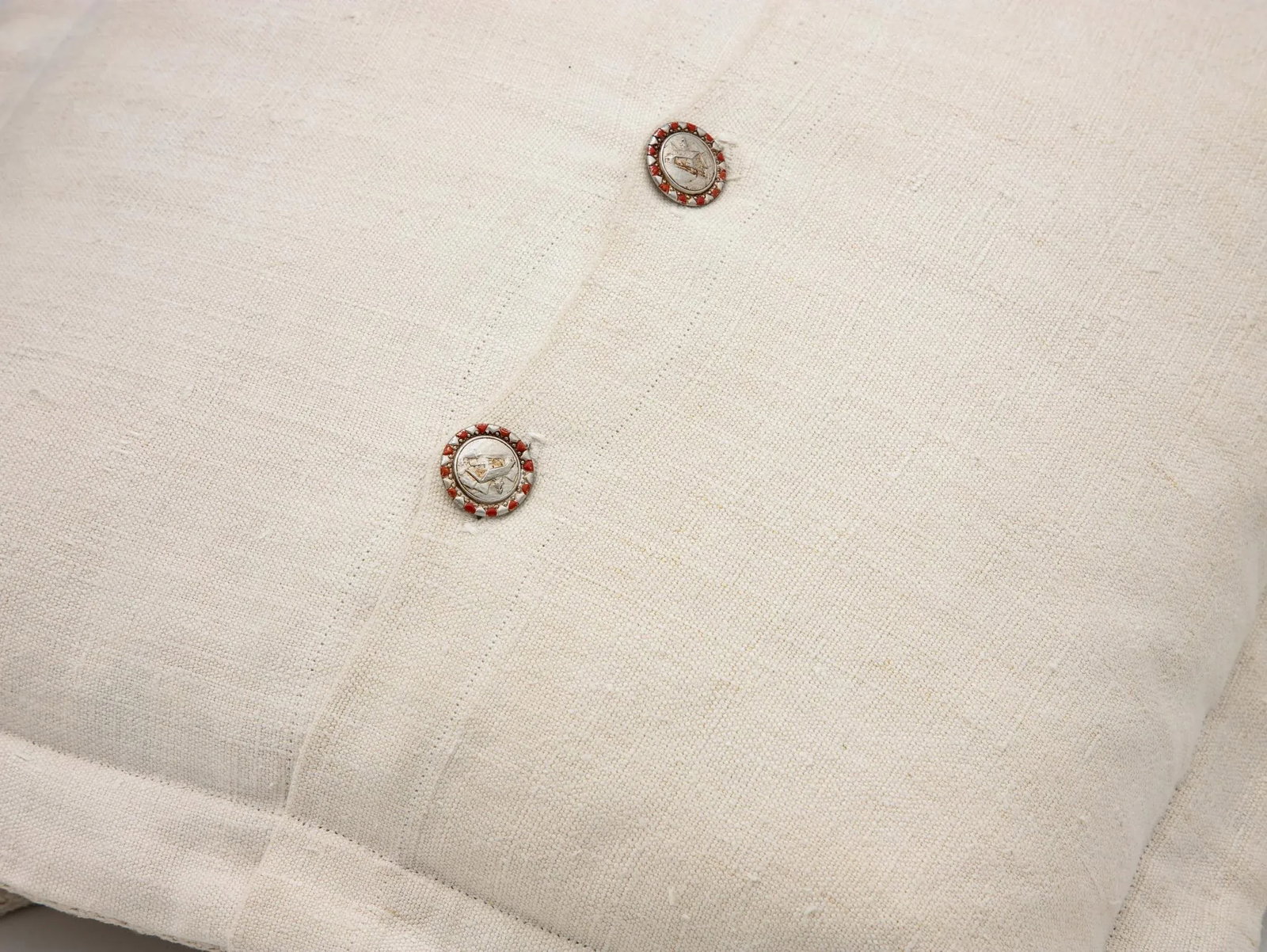 Antique Belgian Linen Pillows- a Pair - 5