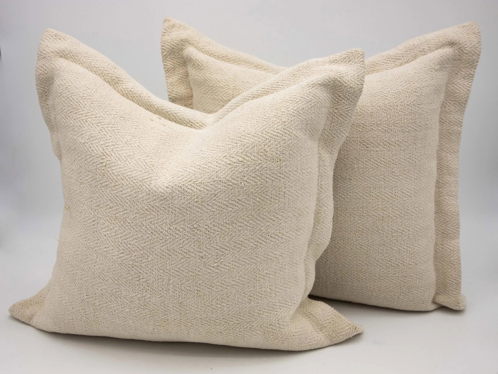 Antique Belgian Linen Pillows- a Pair - 7