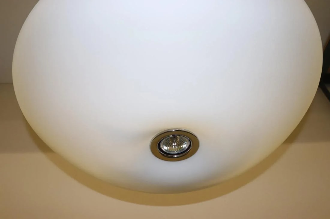 1990s Modern Murano Green or White Glass Pendant Lamp - 10
