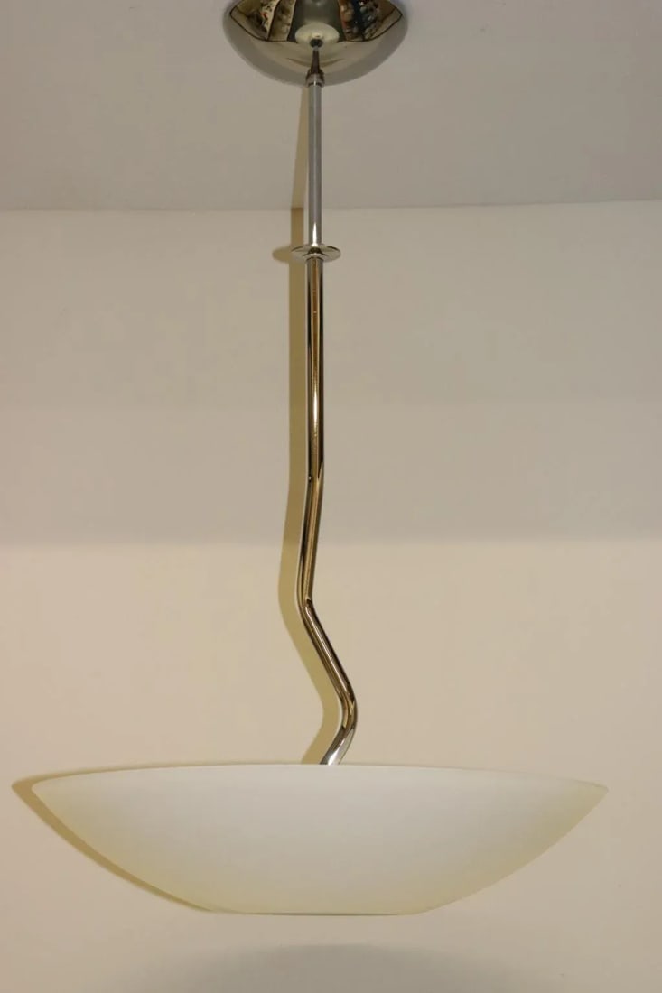 1990s Modern Murano Green or White Glass Pendant Lamp - 2