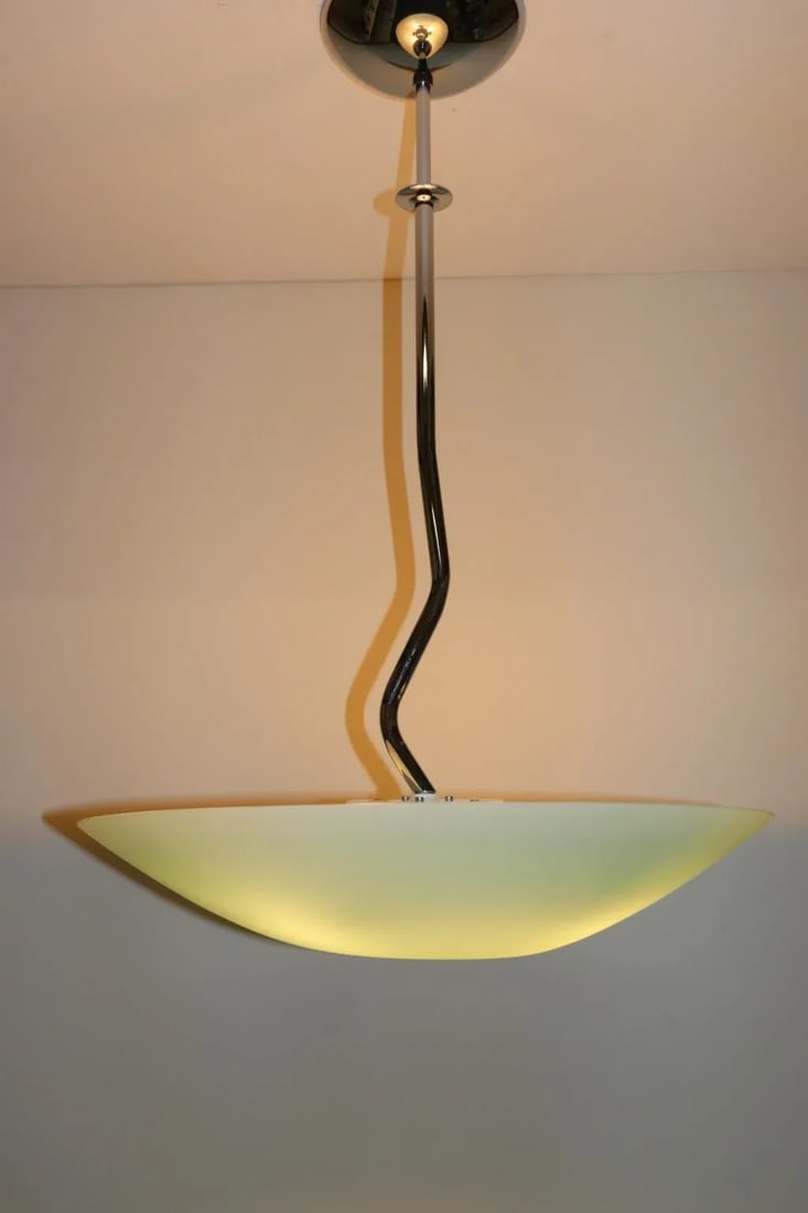 1990s Modern Murano Green or White Glass Pendant Lamp - 3