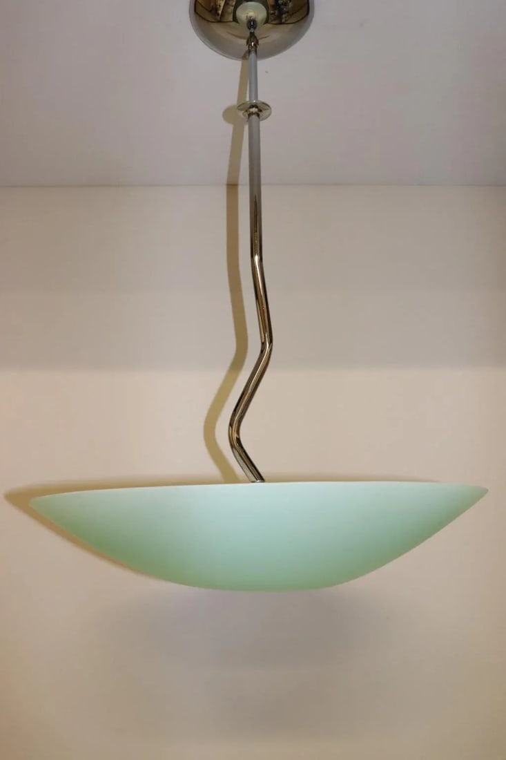 1990s Modern Murano Green or White Glass Pendant Lamp - 5