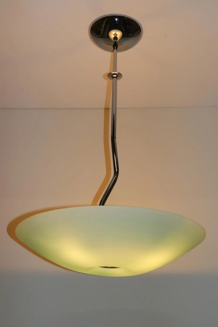 1990s Modern Murano Green or White Glass Pendant Lamp - 7