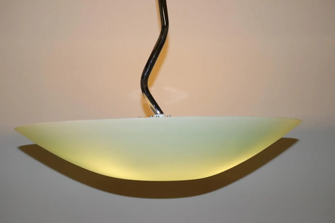 1990s Modern Murano Green or White Glass Pendant Lamp - 8