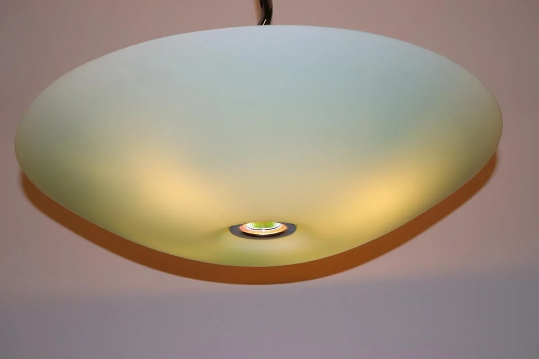 1990s Modern Murano Green or White Glass Pendant Lamp - 9
