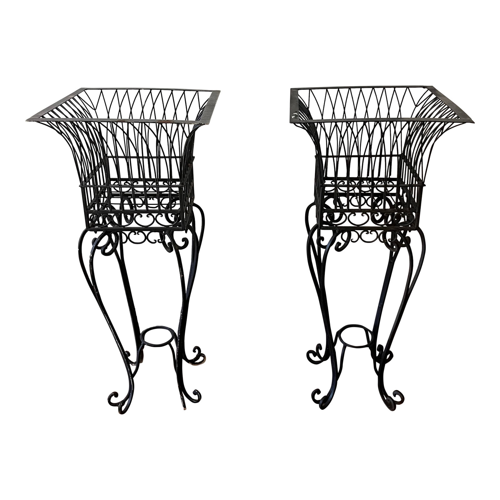 Mid 20th Century Wrought Iron Planter Stands, a Pair (1 of 6)