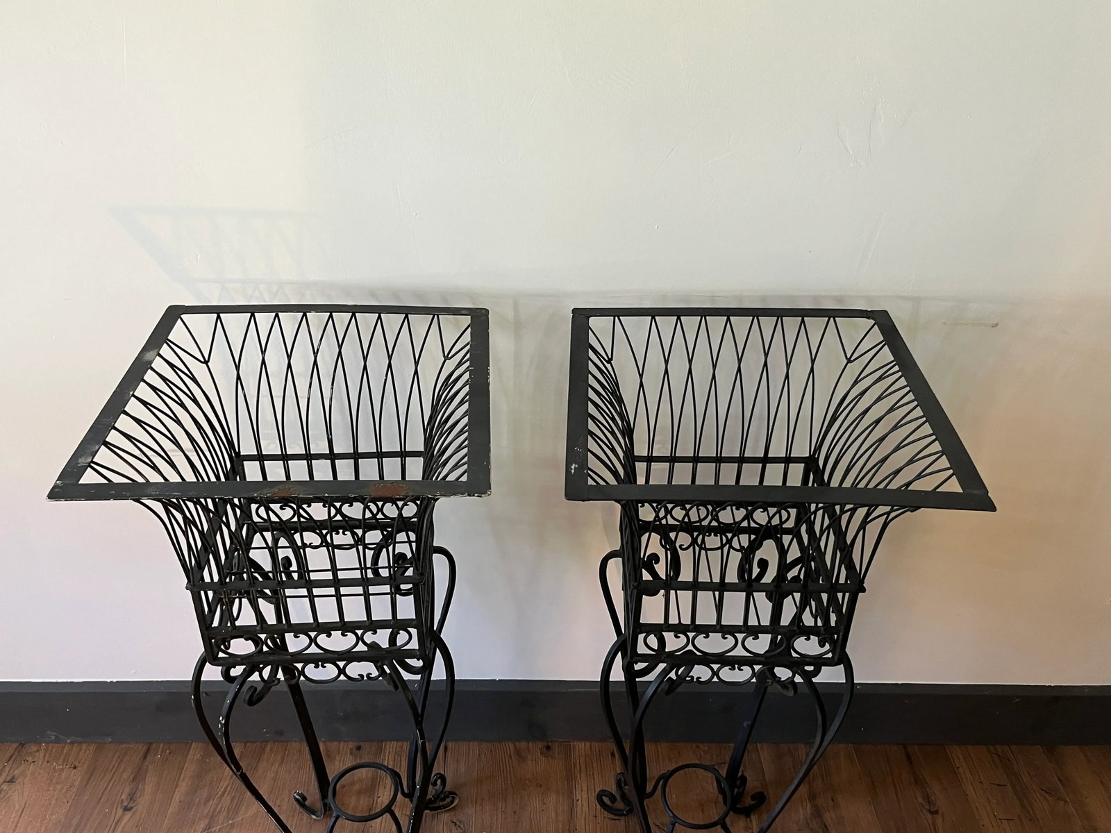 Mid 20th Century Wrought Iron Planter Stands, a Pair - 6