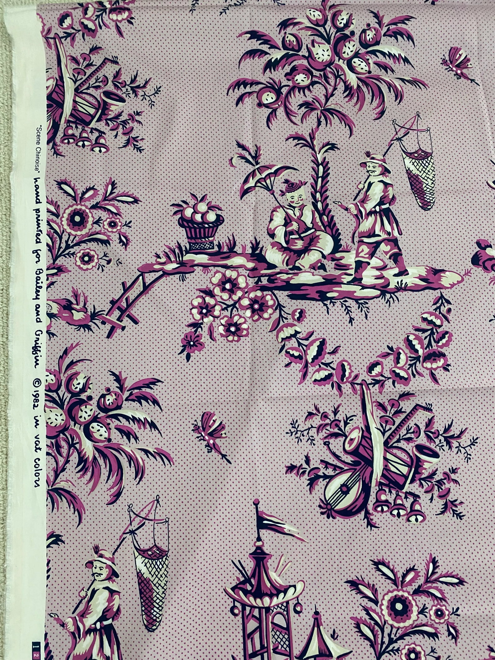 Bailey and Griffin "Scene Chinoise" Fabric Amethyst 2 Yards - 3