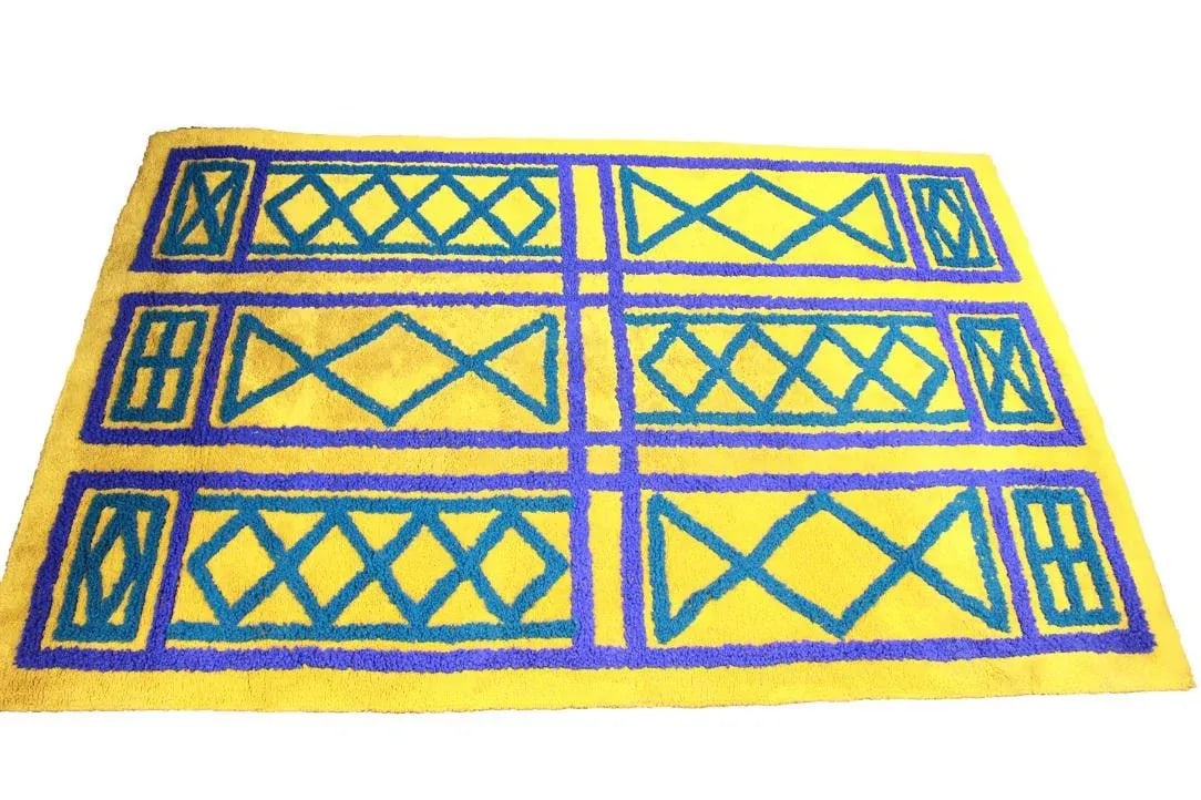 Mid Century Modern Citrus Green and Blue Rug - 2