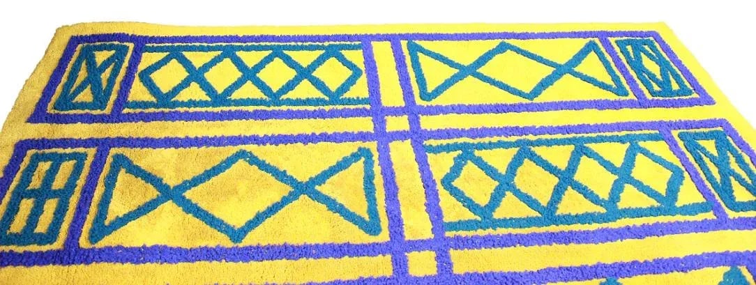 Mid Century Modern Citrus Green and Blue Rug - 3