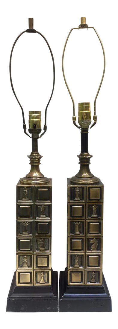 Vintage Laurel Table Lamps With Chess Motif - A Pair (1 of 10)
