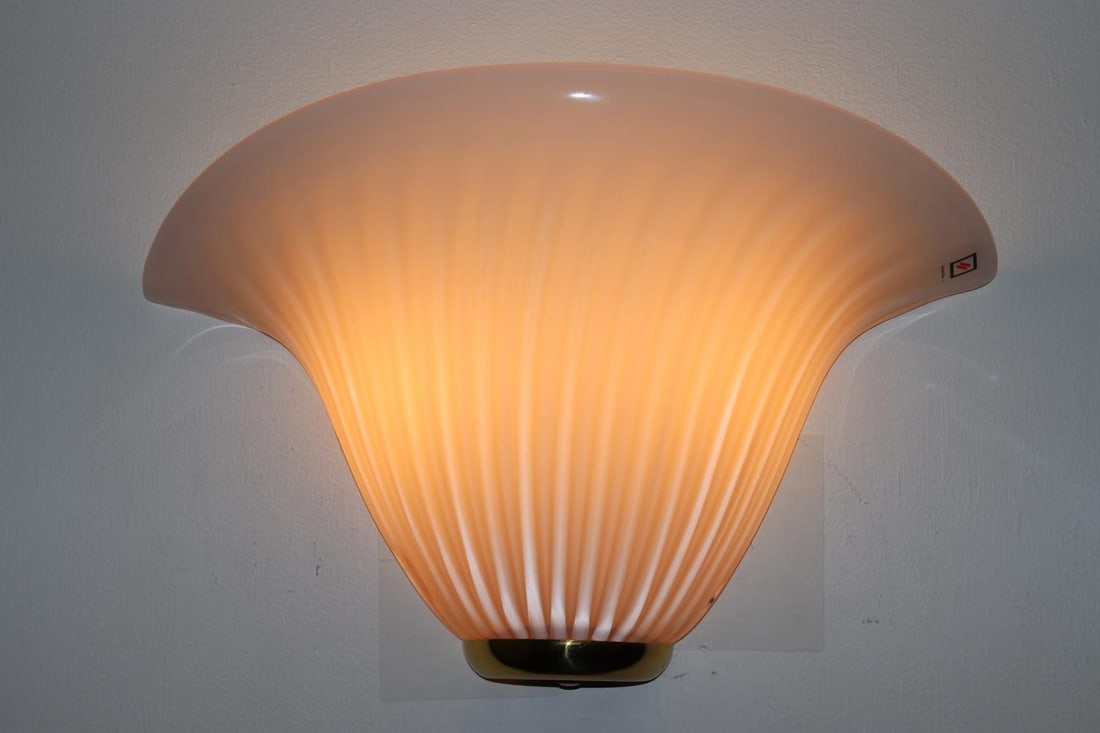 Calla 1980s Murano Due Wall Lamp Rose Glass - 2
