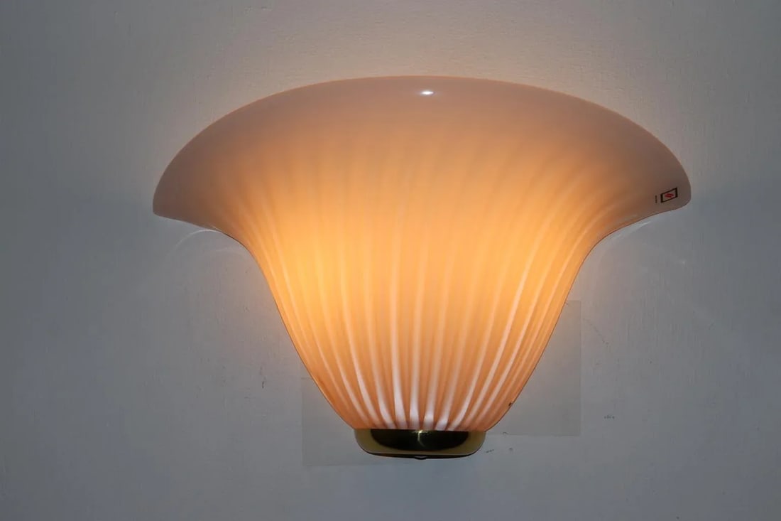 Calla 1980s Murano Due Wall Lamp Rose Glass - 4