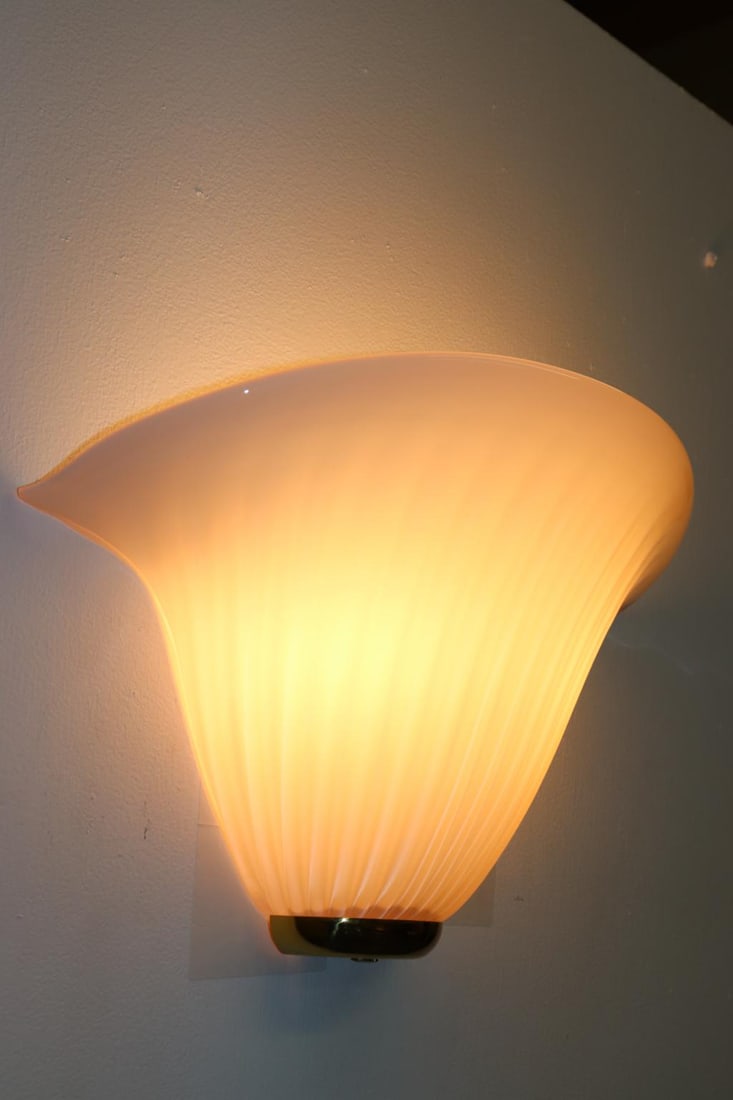 Calla 1980s Murano Due Wall Lamp Rose Glass - 6