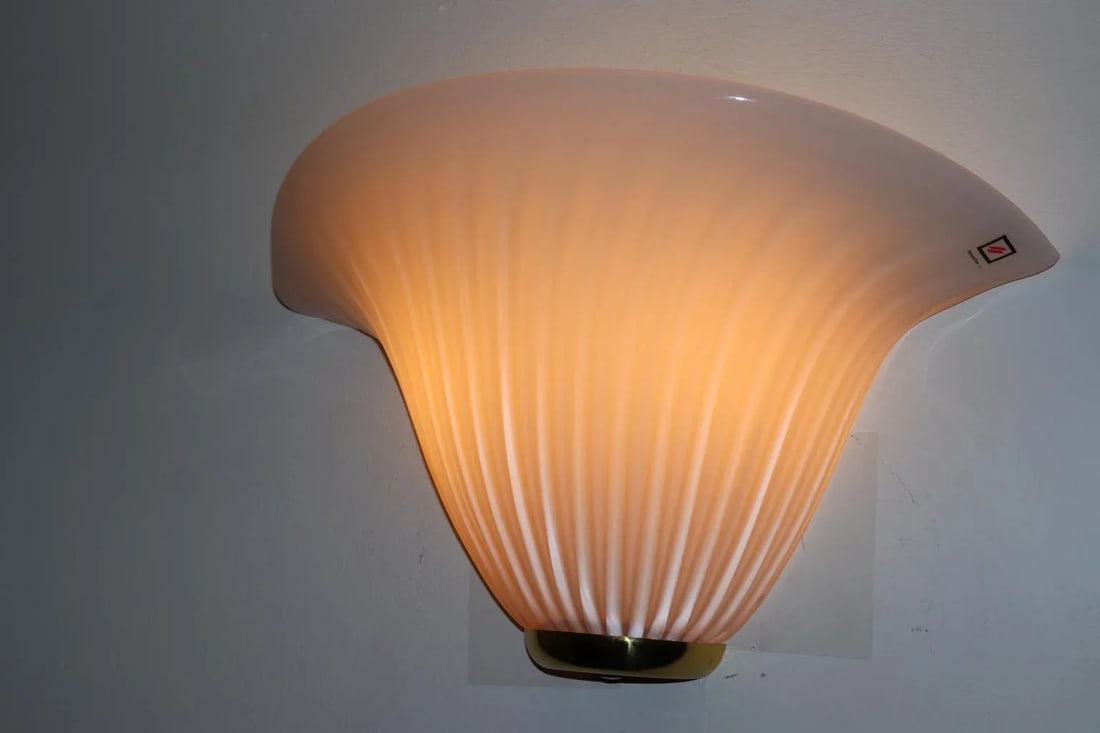 Calla 1980s Murano Due Wall Lamp Rose Glass - 7