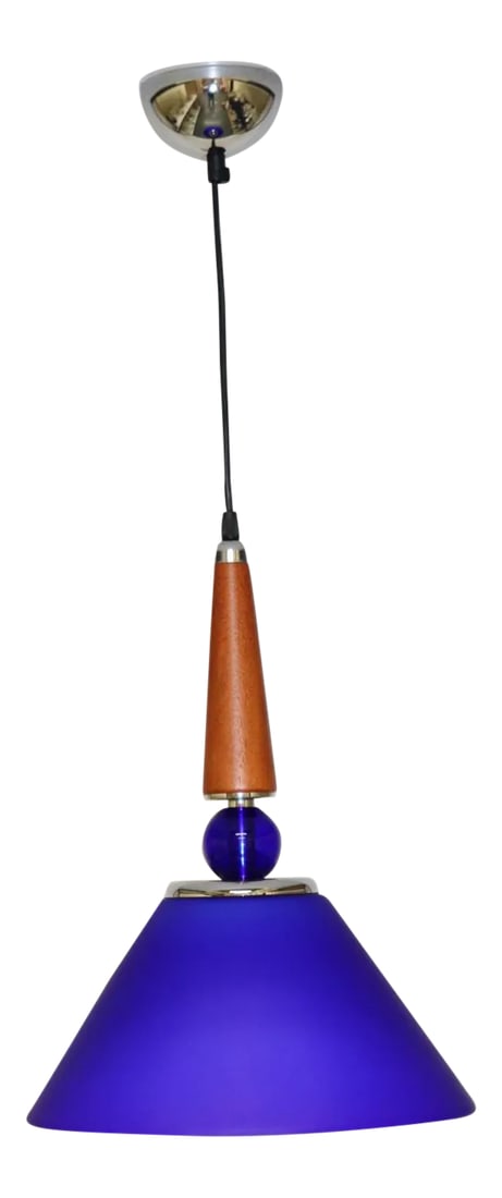 Morgana 1990s Modern Murano Luce Pendant Lamp Blue Glass (1 of 10)