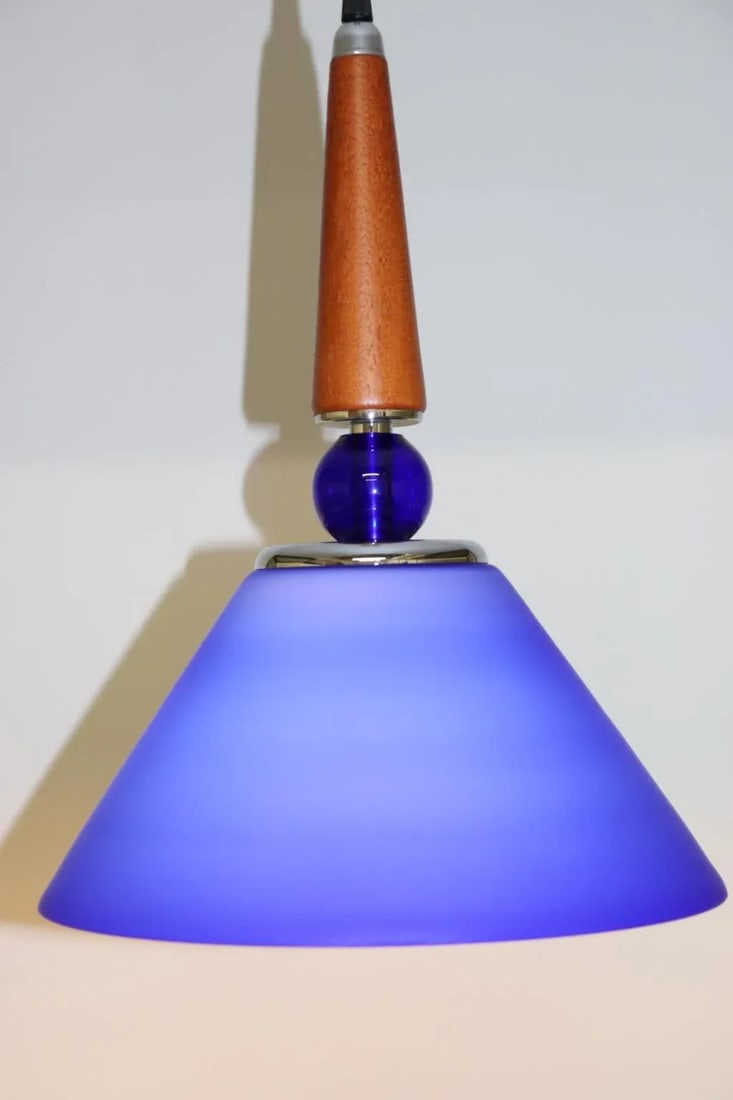 Morgana 1990s Modern Murano Luce Pendant Lamp Blue Glass - 4