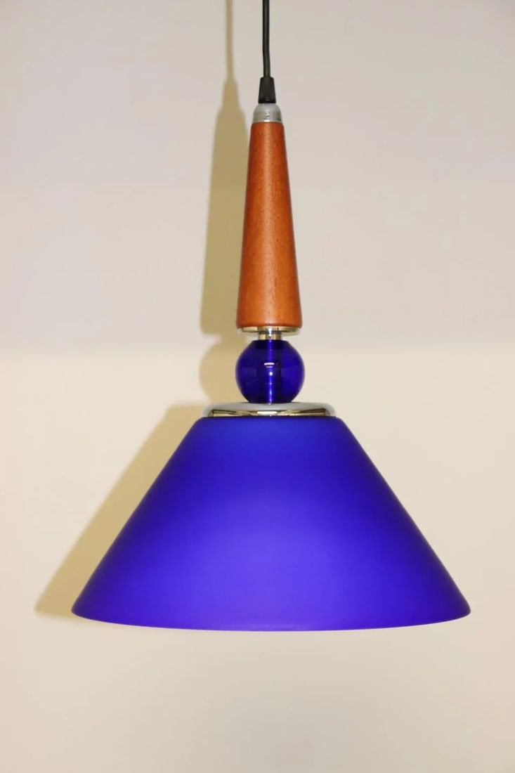 Morgana 1990s Modern Murano Luce Pendant Lamp Blue Glass - 5