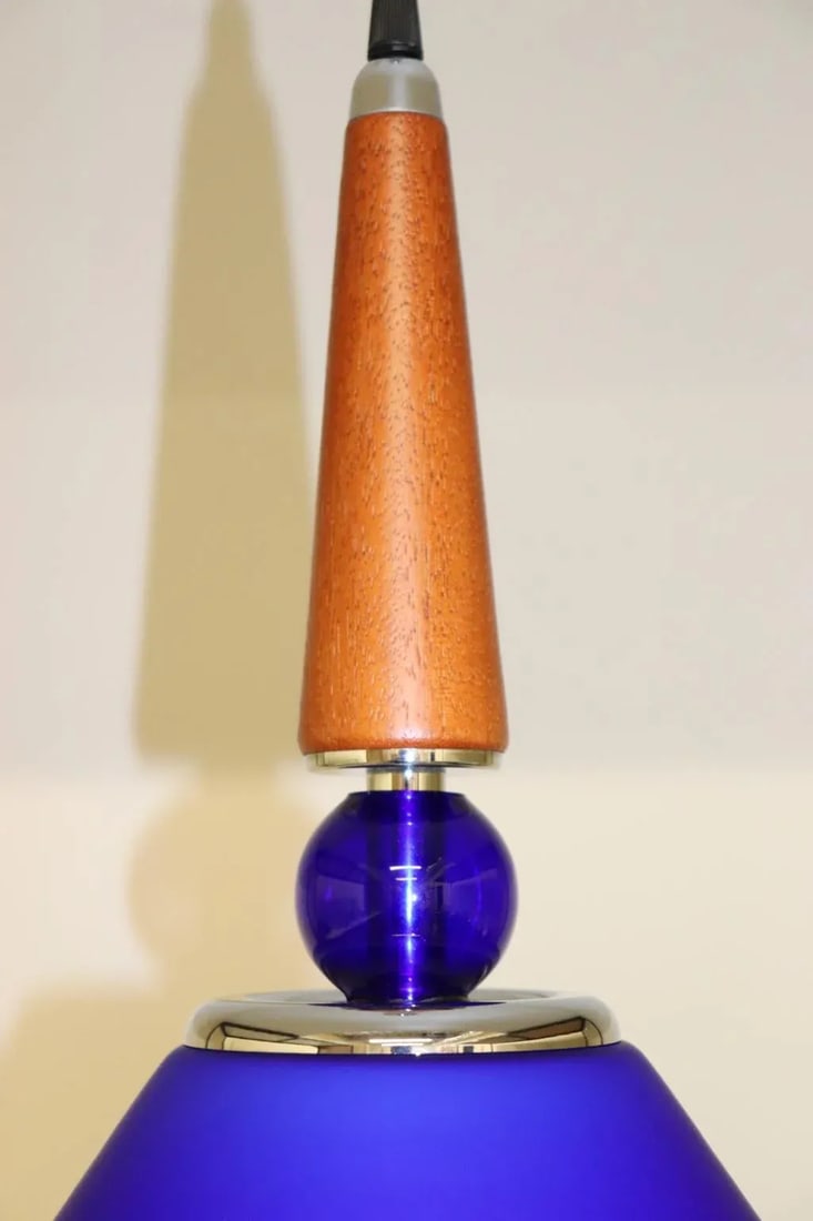 Morgana 1990s Modern Murano Luce Pendant Lamp Blue Glass - 7