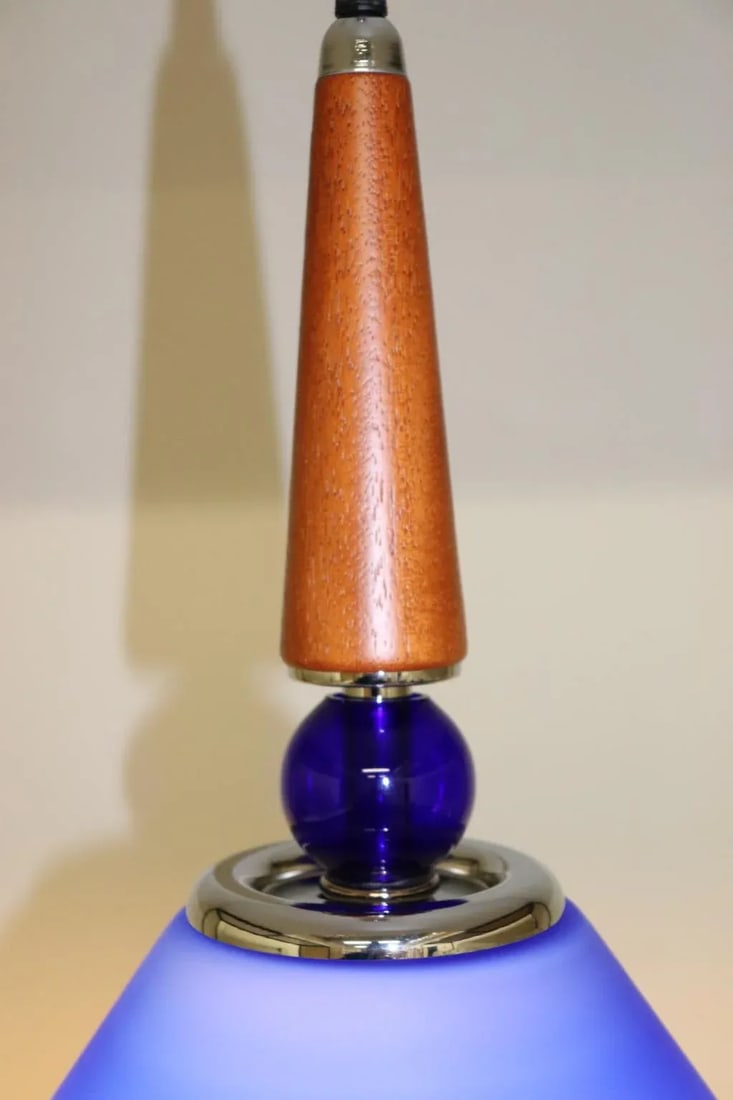 Morgana 1990s Modern Murano Luce Pendant Lamp Blue Glass - 8