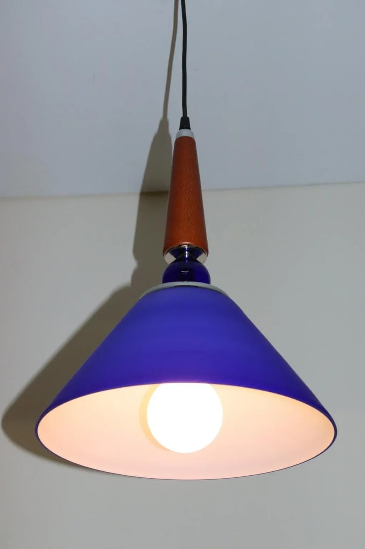 Morgana 1990s Modern Murano Luce Pendant Lamp Blue Glass - 9