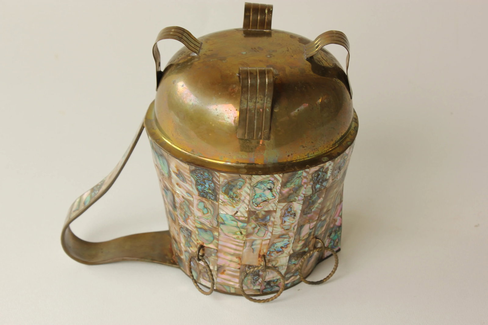 Salvador Teran Mother of Pearl Shell & Brass Pitcher - 7