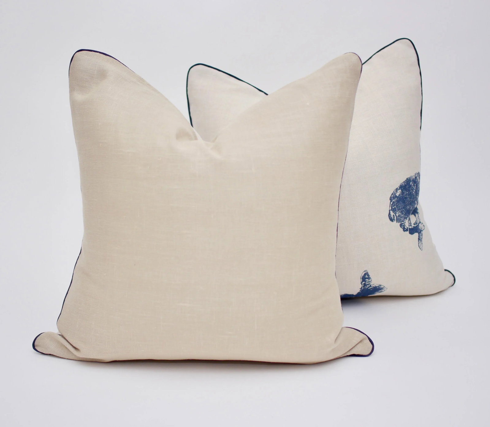 Lake August "Bun" 18" Square Hand Printed Linen Pillows - a Pair - 2