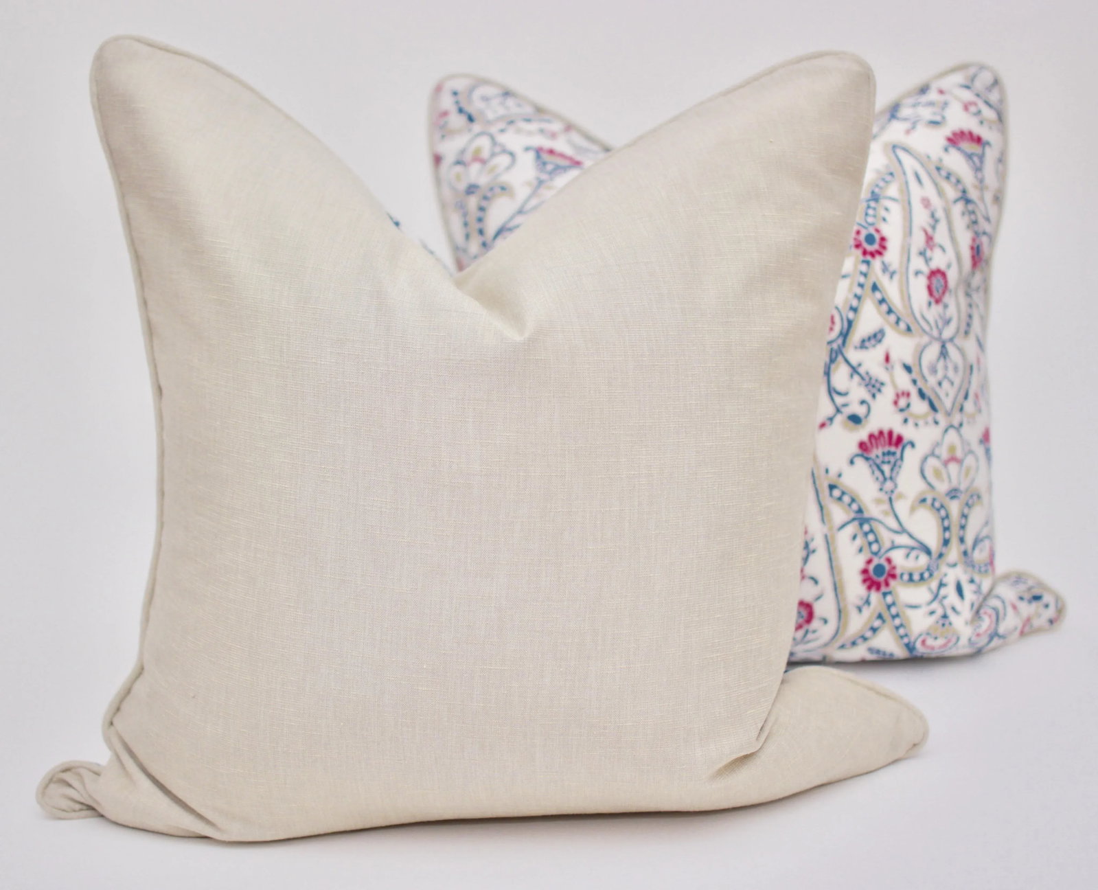 John Robshaw "Paduma" 22" Square Hand Printed Linen Pillows - a Pair - 2