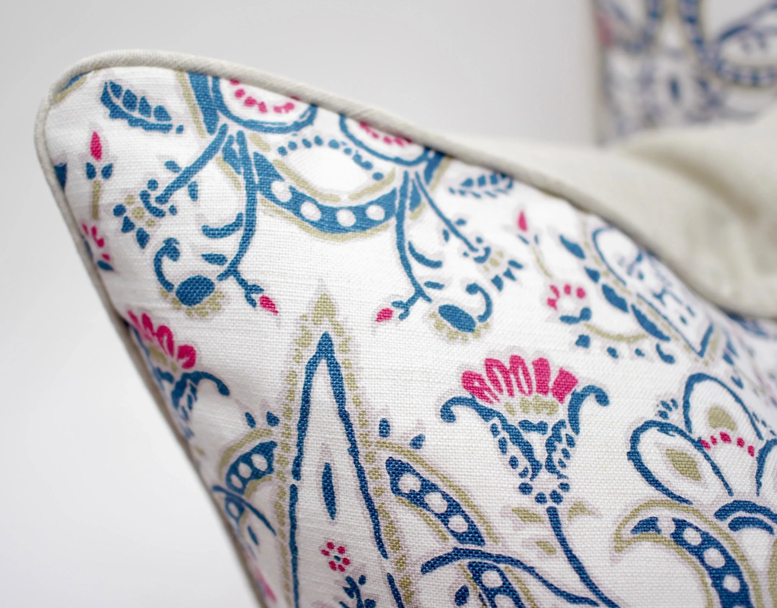 John Robshaw "Paduma" 22" Square Hand Printed Linen Pillows - a Pair - 3