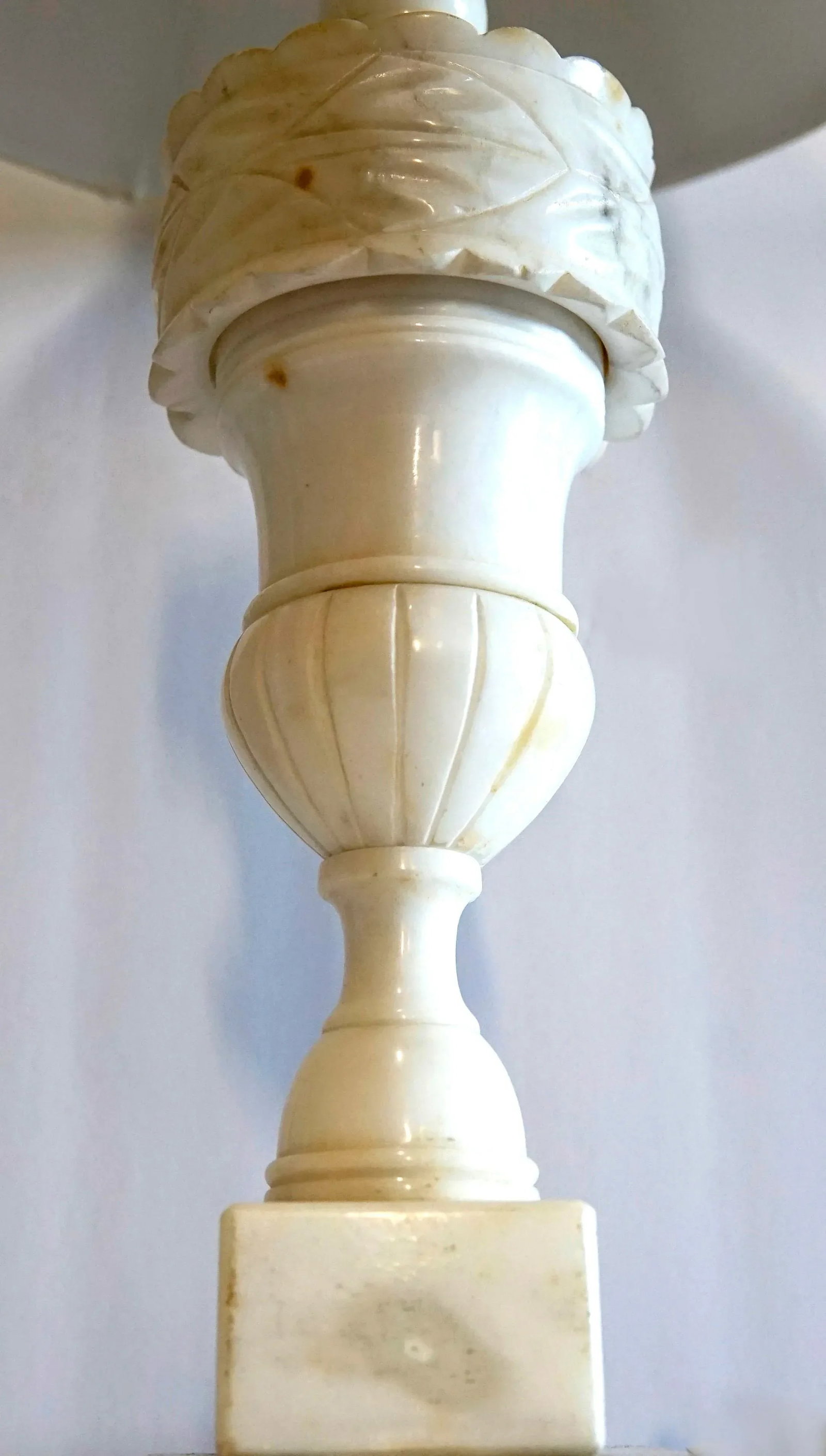 Late 19th Century Regency Alabaster Carved Table Lamp With Shade - 4