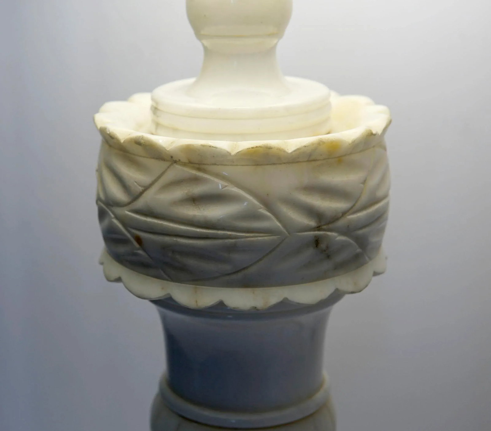Late 19th Century Regency Alabaster Carved Table Lamp With Shade - 9