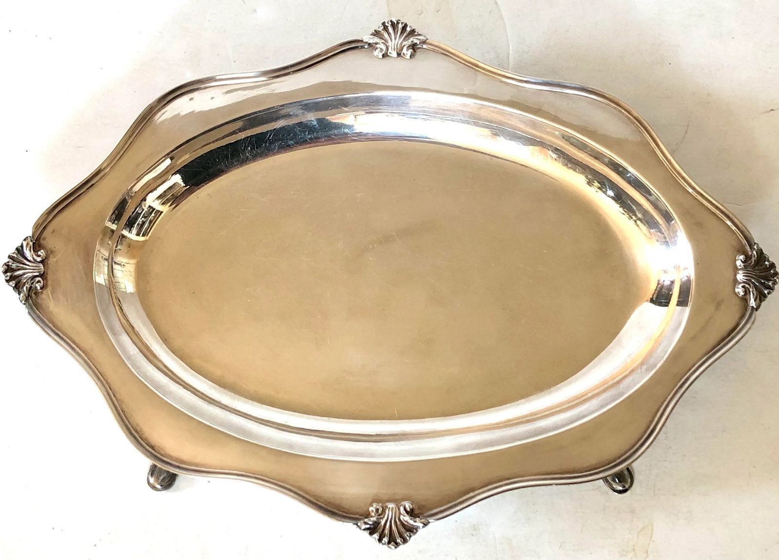 1940s Sheffield Silver Footed Serving Tray - 2