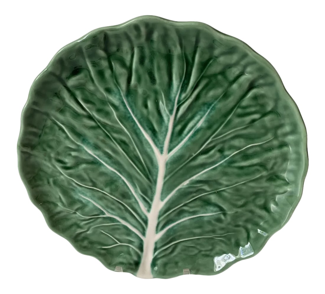 Vintage Cabbage Plate Green: Lovely vintage green cabbage large dish. Marked Olfaire - Made in Portugal- on underside. Condition: Alterations: Original Condition Unaltered Imperfections: Some Imperfections Condition Notes: Very