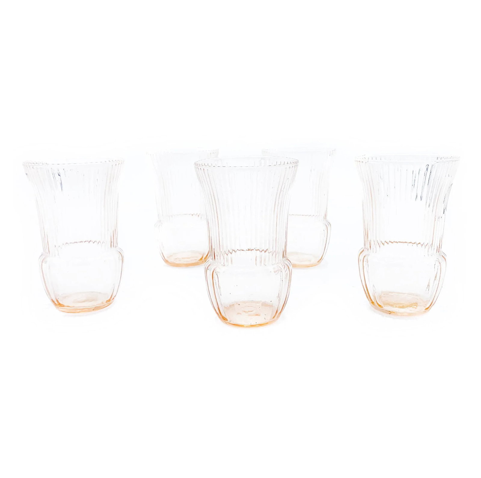 Vintage Art Nouveau Style Pale Pink Glassware Tumblers - 5 Pieces - 2