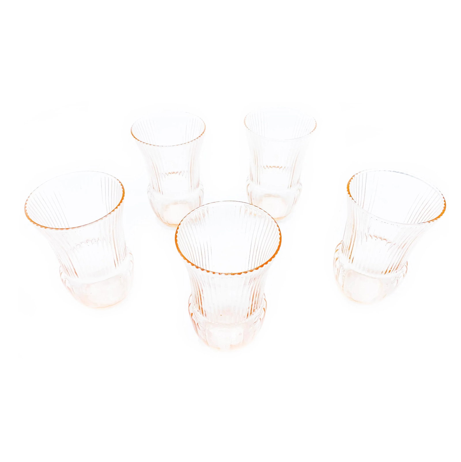Vintage Art Nouveau Style Pale Pink Glassware Tumblers - 5 Pieces - 3