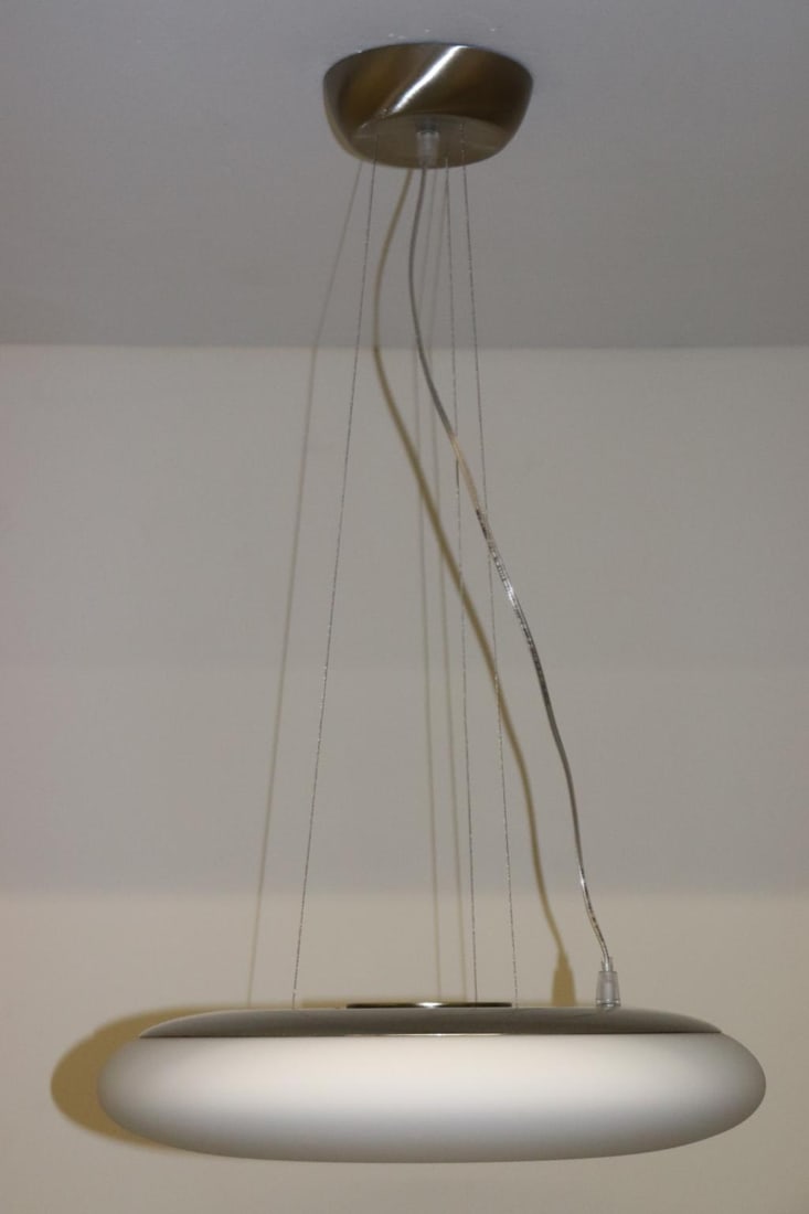 1990s Modern Murano White Glass Pendant Lamp - 11