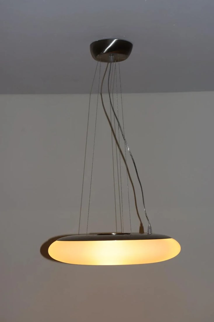 1990s Modern Murano White Glass Pendant Lamp - 2