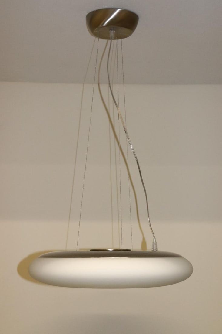 1990s Modern Murano White Glass Pendant Lamp - 3
