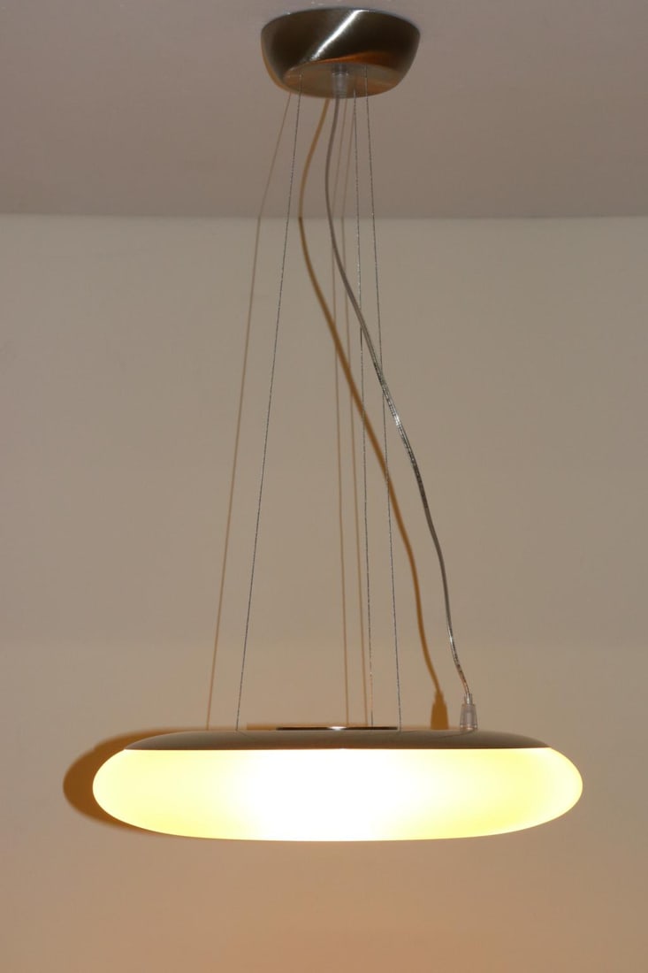 1990s Modern Murano White Glass Pendant Lamp - 4